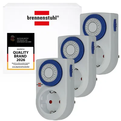 Produktbild von Brennenstuhl 3er Set Zeitschaltuhr MMZ 20, mechanische Timer-Steckdose – 3 Stück