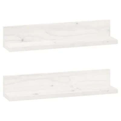 Image de Étagères murales 2 pcs Blanc 50x11x9 cm Bois de pin massif