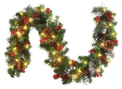 Weihnachtsgirlande mit 50 LEDs, 2,7 m, künstlich, grün