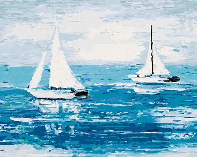 Produktbild von Zuty - Malen nach Zahlen - BOOTE AUF DEM MEER, 40x50 cm, mit Keilrahmen (bereits gespannt)