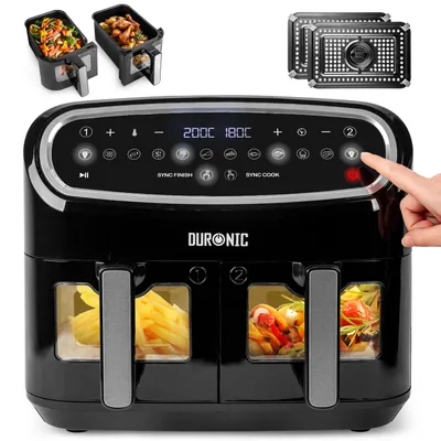 Produktbild von Duronic AF24 Heißluftfritteuse | Airfryer mit 9 Liter Volumen | Gleichzeitiges Kochen oder Fertigstellen | 10 voreingestellte Programme | 2400 Watt