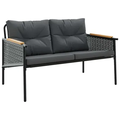 Produktbild von vidaXL Gartenbank mit Kissen 116 cm Schwarz Stahl