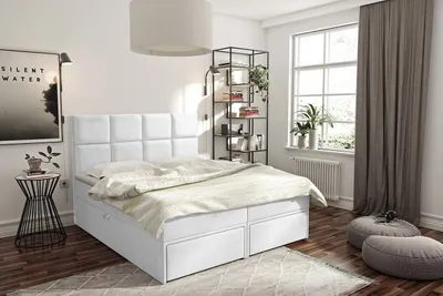 Obrázek produktu pro Manželská boxspringová postel 180x200 LUGAU - bílá