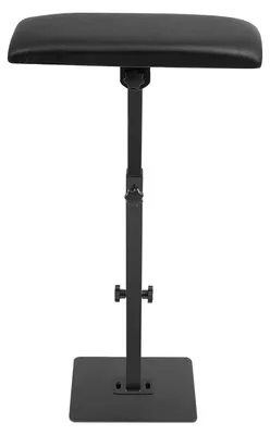 Obrázok produktu pre Podrúčka na tetovanie – stojan s nastaviteľnou výškou – výška 56–88 cm – čalúnenie 39,5×17 cm – podstavec 25×19 cm – zliatina hliníka, PU, pena, drevená doska – čierna