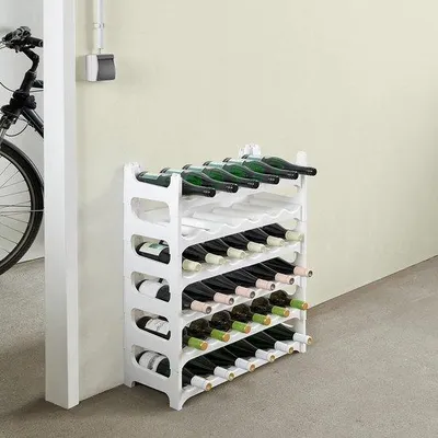 Image de Étagère modulaire et empilable Famanu pour 36 ou 72 bouteilles – Blanc et gris anthracite