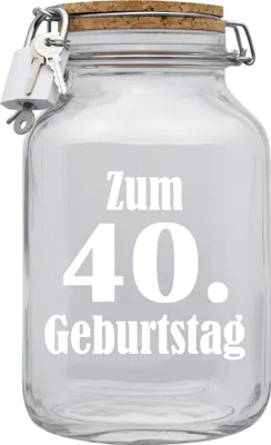 Produktbild von Spardose Geld Geschenk Ideen 40. Geburtstag Transparent Größe XXL 3 Liter