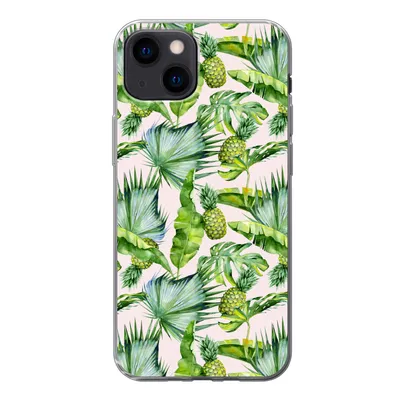 Produktbild von MuchoWow® Handyhülle Schutzhülle Hülle für iPhone 13 mini Blätter - Ananas - Muster Silikon Softcase Handy Hülle - Softcase