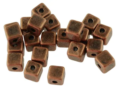 Produktbild von Vintageparts Zwischenperlen Würfel Metall antik kupferfarben quadratisch 4 mm für Ketten und Armbänder, 20 Stück