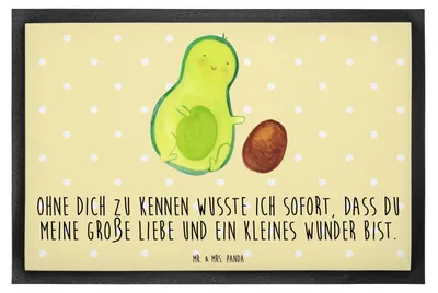 Produktbild von Mr. & Mrs. Panda Gummimatte Avocado Kern rollt 60 x 90 cm - Gelb Pastell - Geschenk, Geburtstag, fußmatte, Bodenvorleger, Schmutzfangmatte, Baby, abstreifer, Geburt