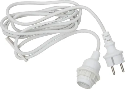 E27 Lampenfassung mit Kabel, Kunststoff, Weiß, 2,5 m