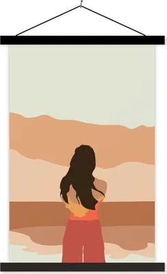 Produktbild von MuchoWow® Textilposter Frauen - Strand - Sommer 60x90 cm mit schwarzem Rahmen - Poster Wohnzimmer