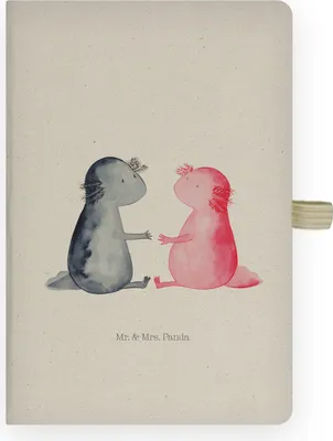 Produktbild von Mr. & Mrs. Panda notizbuch Axolotl Liebe - Transparent - Geschenk, Lurche, Kladde, Journal, Valentinstag, Hardcover A4, Tagebuch, Skizzenbuch