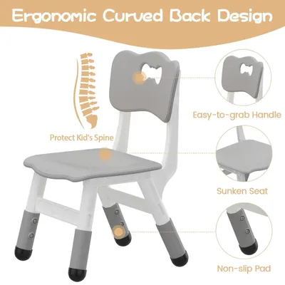 Immagine prodotto di Set di 2 seggiolini per bambini - Sedie con altezza regolabile - 3 livelli di altezza - Schienale ergonomico - Materiale plastico - Senza imbottitura - Grigio