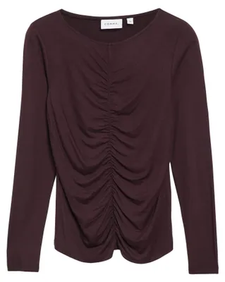 Produktbild von Comma T-Shirt für Damen in Flieder/Pink, Größe 40, mit femininer Raffung