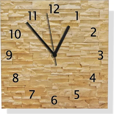 Produktbild von Wallario Design Wanduhr Steinwand gelb-orange aus Aluverbund, Größe 30 x 30 cm