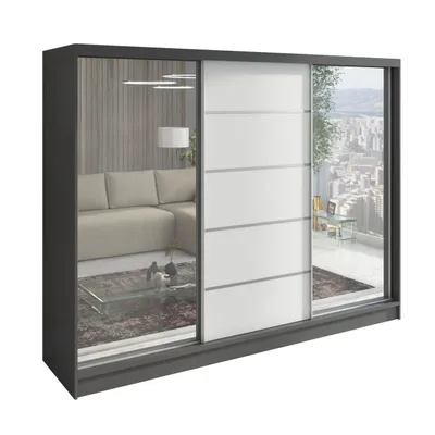 Produktbild von Schwebetürenschrank TARO 3-türiger Kleiderschrank mit 3 Spiegeln, Kleiderstangen – Funktionalität und Eleganz!