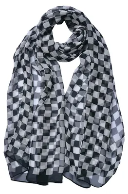 Productafbeelding van Clayre & Eef gestreept sjaal voor dames, 50x160 cm, zwart-wit, synthetisch, ruitpatroon