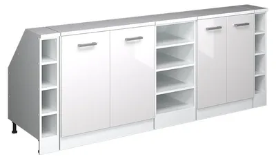 Produktbild von Küchenschrank für Dachschrägen Vicco R-Line Weiß Hochglanz 210 cm 5er Set Schrankkorpuss 60 cm Tiefe, Model 60185