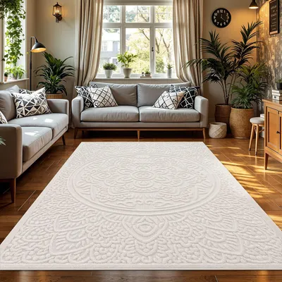 Produktbild von TT Home In-& Outdoorteppich Wetterfest Balkon Schlafzimmer Boho Skandi Motiv Unifarben Geometrische Optik Moderner Style Größe 160x220 cm