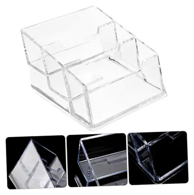 Produktbild von 2 Stück Acryl Visitenkartenhalter mit 3 Fächern für den Schreibtisch
