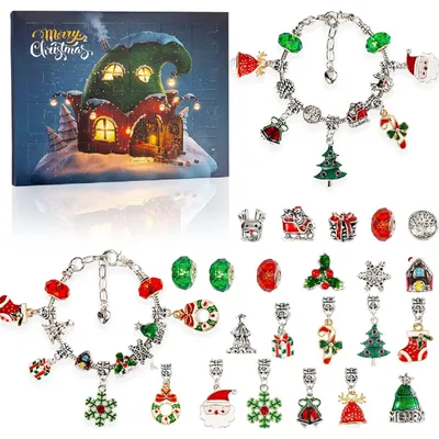 Produktbild von 24-dielna sada - Vianočný adventný kalendár s náramkami a šperkami, Súprava náramkov DIY, Adventné kalendáre - ADVENTBRACE