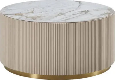 Produktbild von Runder Design Couchtisch Marmor Rundtisch Beistell Tische Runde Sofa Luxus Tisch