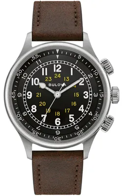 Immagine prodotto di BulovaClassic 96A245 Orologio da pilota automatico in acciaio inossidabile e pelle con vetro zaffiro
