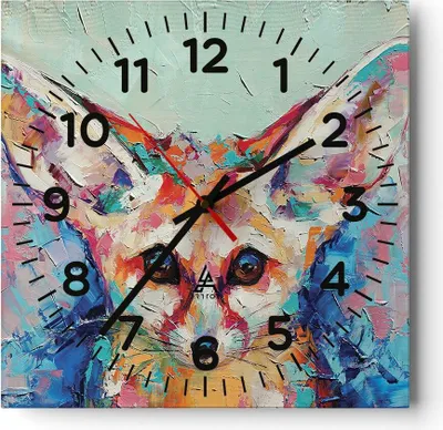 Produktbild von Wanduhr - Quadrat - Glasuhr - Klein November Bunt - 30x30cm - Schleichendes Uhrwerk - Lautlos - zum Aufhängen bereit - Dekoration Modern - Wanddekoration aus Glas - C4AC30x30-4568