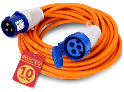 10 m Verlängerungskabel, 16 A, 240 V, Camping, orange, IP44