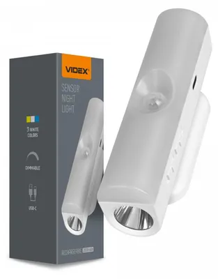 Immagine prodotto di Applique LED con funzione torcia, bianca, 2 W, luce regolabile (calda / fredda / neutra), 110 lm, plastica, dimensioni: 3,2 x 12 x 4,5 cm, IP20, Videx
