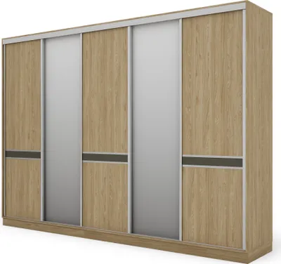 Produktbild von Meblast | Schrank 5D/340; Geölte Eiche mit 2 Spiegeln (silberne Beschläge) - Premium-Beschläge | Doppelt, Praktisch