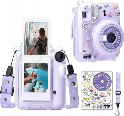 Zdjęcie produktu dla Etui silikon pokrowiec + naklejki+ pasek do aparatu FujiFilm Instax Mini 12