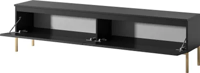 Image de Selsey Bemmi - Buffet TV noir avec pieds dorés, 175 cm