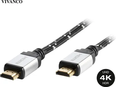 Produktbild von ViVanco™42200, 1,2 m, HDMI Typ A (Standard), HDMI Typ A (Standard), 3840 x 2160 Pixel, 3D, Schwarz, Silber