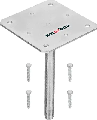 Produktbild von KOTARBAU® Pfostenträger 160 x 160 mm aus Feuerverzinkt Stahl Stützenfuß Höhenverstellbar Betonanker ⌀ 23 mm Bodenfuß für Vierkantholzpfosten Pfostenschuh Pfostenmontage Stützpfosten Pfostenfundamente