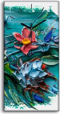 Produktbild von Wandkunst Leinwand Bild Uhr Geräuschlos Kunstdruck 30x60 Abstrakte Kunst Blume - schwarze Hände