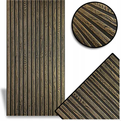 Obrázek produktu pro DECCART | 3D stropní panely | Černé a zlaté nástěnné panely | Lamely na desce | Stěnové akustické | Lamely | 100x50cm | 16m2