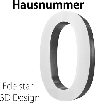 Produktbild von Edelstahl Hausnummer 20 cm Groß Gross Haus Nummer 0 Zahlen Hausnummernschild Hausnummern Schild Gebürstet 3D Arial V2Aox
