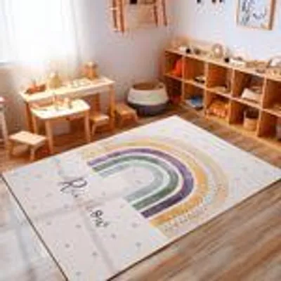 Produktbild von Teppich Kinderzimmer Flauschiger Kinderteppich und Weicher & Rutschfester Spielteppich für Mädchen & Jungen, Größe: 120 x 170 cm, Farbe: Creme-18