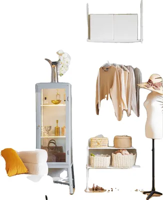 Image de Système d'armoire, tringle réglable, plusieurs étagères, BLANC