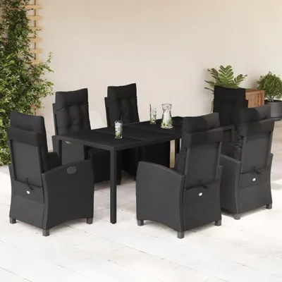 Produktbild von Möbel 7-tlg. Garten-Essgruppe mit Kissen Schwarz Poly Rattan 2024