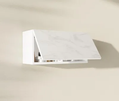 Produktbild von PLATAN ROOM Badschrank Hängeschrank 60 x 30 x 25cm Hochglanz Badezimmerschrank hängend Wandschrank für Bad weiß / marmor glanz