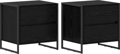 Obrázok produktu pre Nočný stolík so zásuvkou 2 pcs Čierny dub 50 x 39.5 x 50 cm