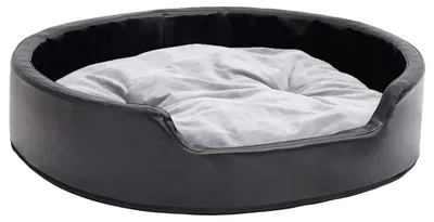 Produktbild von vidaXL Hundebett Schwarz-Grau 79x70x19 cm Plüsch und Kunstleder