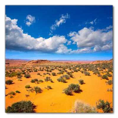 Produktbild von Wallario selbstklebende Möbelfolie/ Tischdecke für Innen und Außen, Größe: 50 x 50 cm - Wüste in Arizona - blauer Himmel mit Wolken I