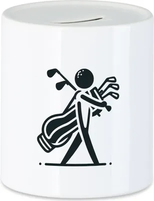 Produktbild von Silhouette eines Golfspielers Golfbag Spardose - Stilvolle Geschenkidee