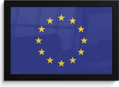 Produktbild von MuchoWow® MuchoWow® Gerahmtes Poster Flagge - Europäische Flagge 30x20 cm - Poster mit zchwarzem Bilderrahmen - Kunstdruck - Bild-Poster