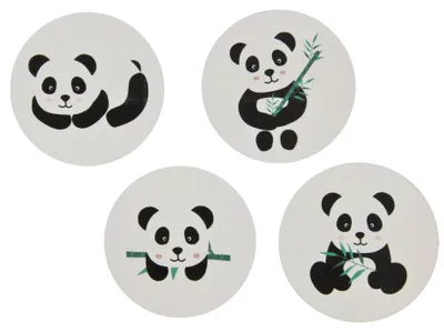 Produktbild von 12 Panda Aufkleber 4 cm runde Sticker -