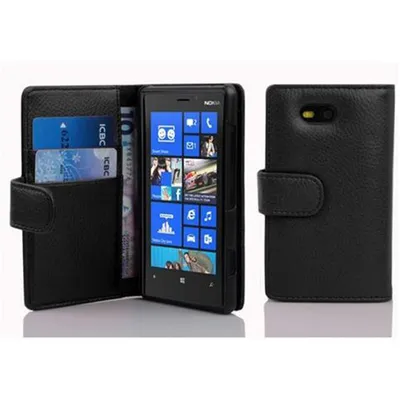 Zdjęcie produktu dla Etui ochronne Cadorabo do Nokia Lumia 820 w kolorze czarnym etui na telefon komórkowy pokrowiec na tył imitacja skóry torba