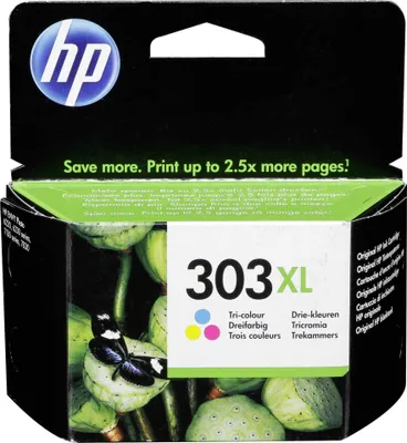 Obrázek produktu pro HP Tříbarevná originální inkoustová kazeta 303XL s vysokou výtěžností, Nejvyšší, Azurová, Purpurová, Žlutá, Inkoust na bázi barvy, 1 kusů, 415 str., Balení po jednom